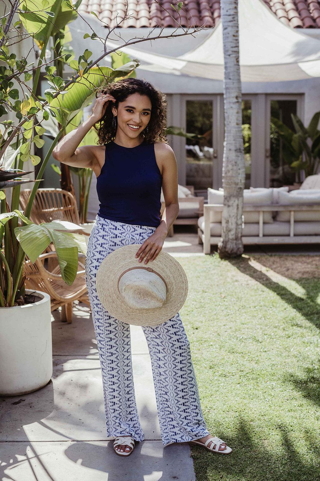 Jersey Double Lined Cropped Tank - Navy