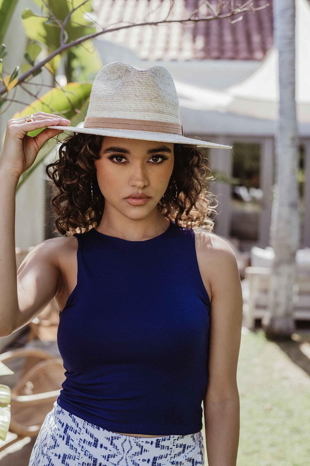 Jersey Double Lined Cropped Tank - Navy