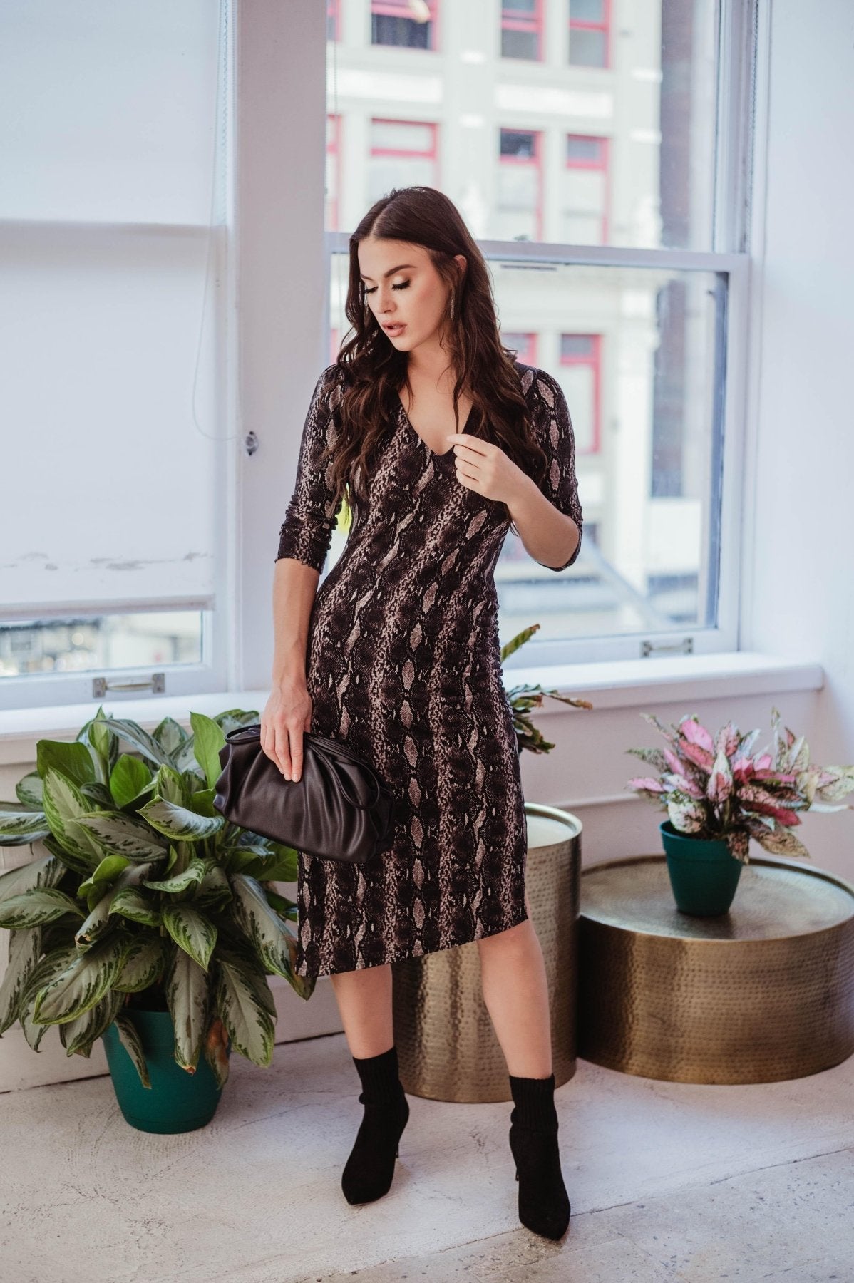 Tricia Snake Asymmetrical Body-con Dress-FINAL SALE