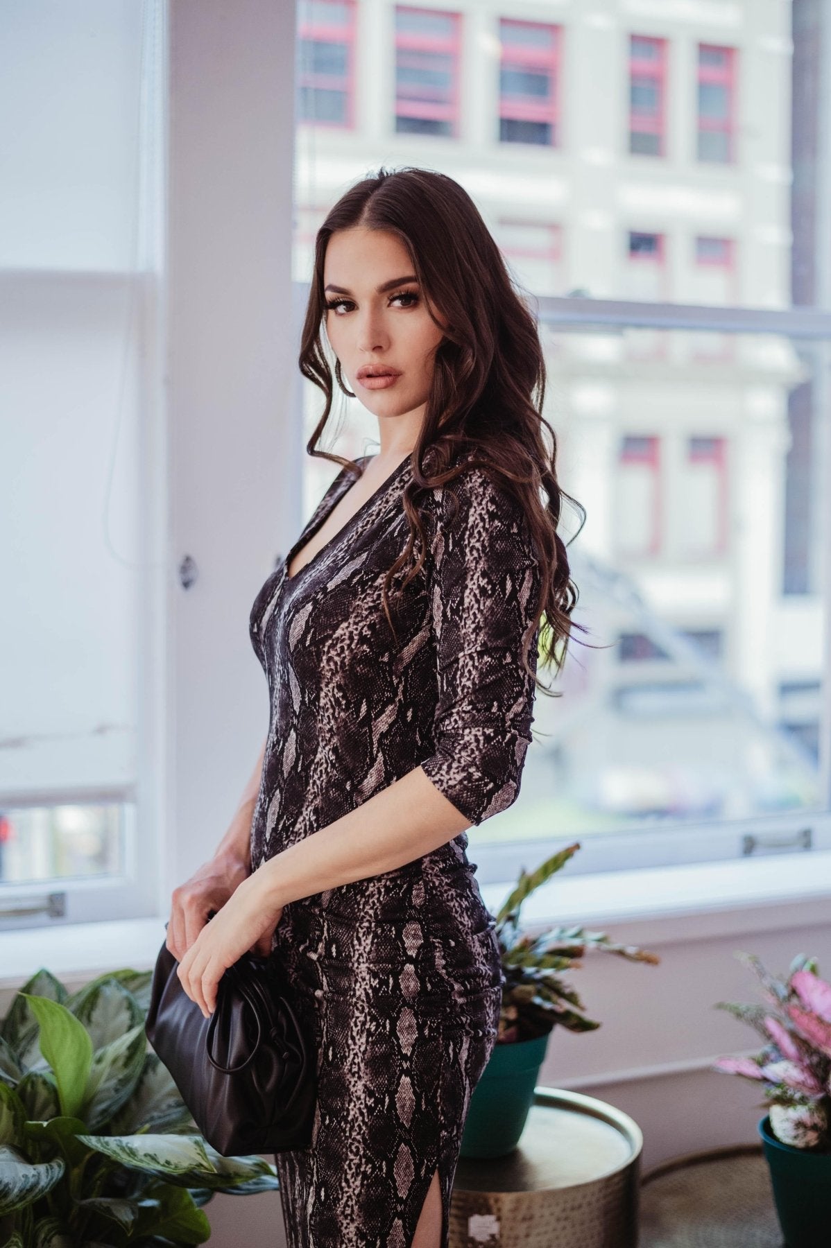 Tricia Snake Asymmetrical Body-con Dress-FINAL SALE