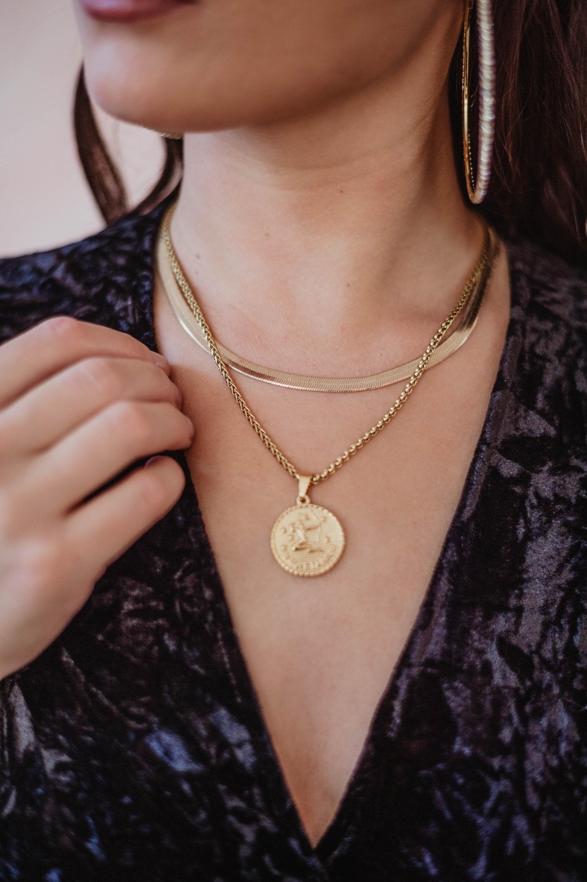 Zodiac Coin Necklace 18K Gold