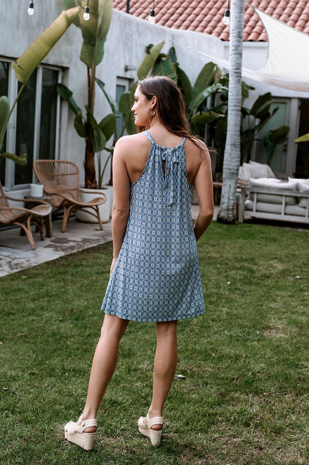 Mitsy Stretch Halter Tie Dress-FINAL SALE