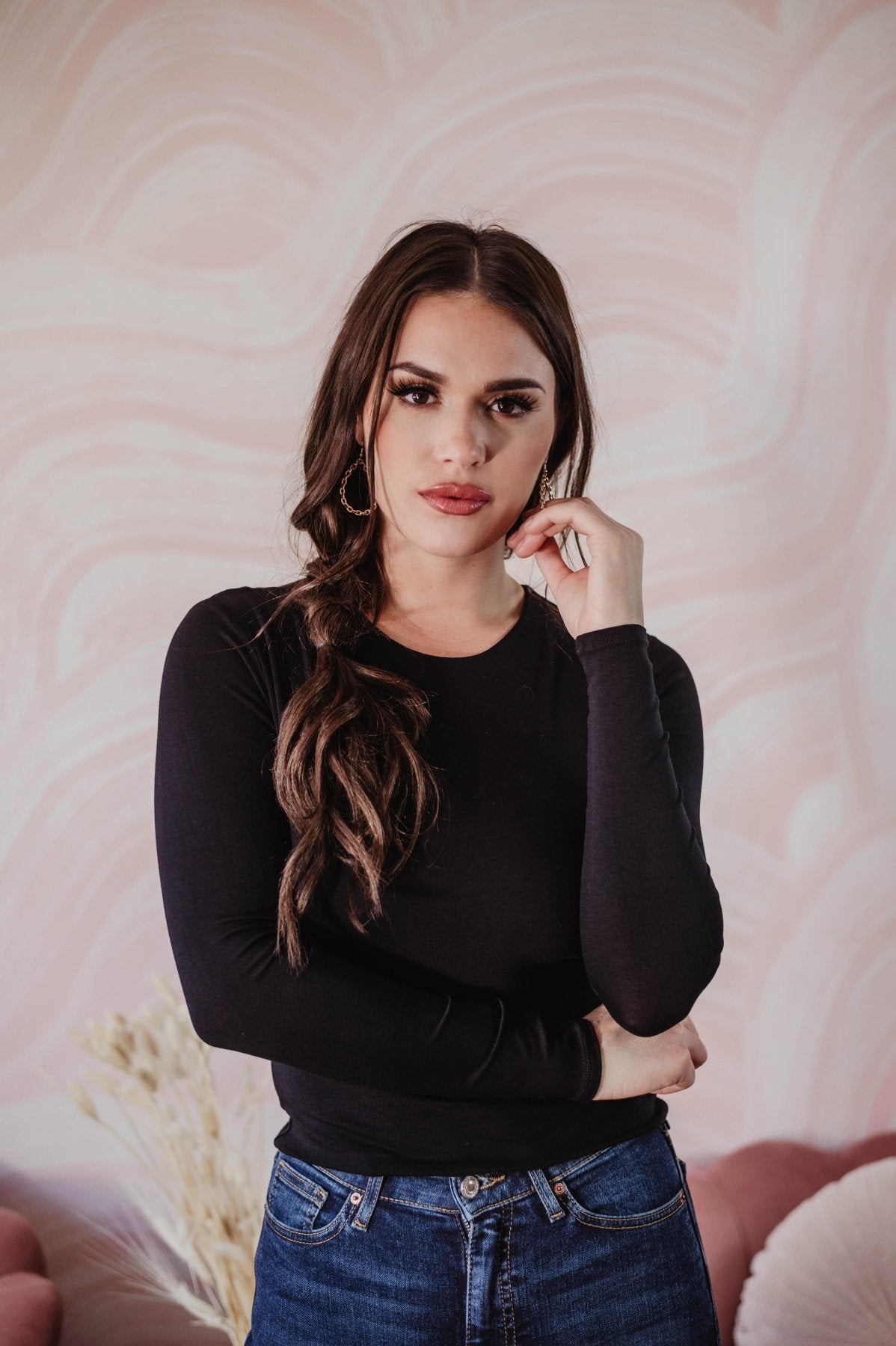 Black Lined Crew Neck Top-BEST SELLER