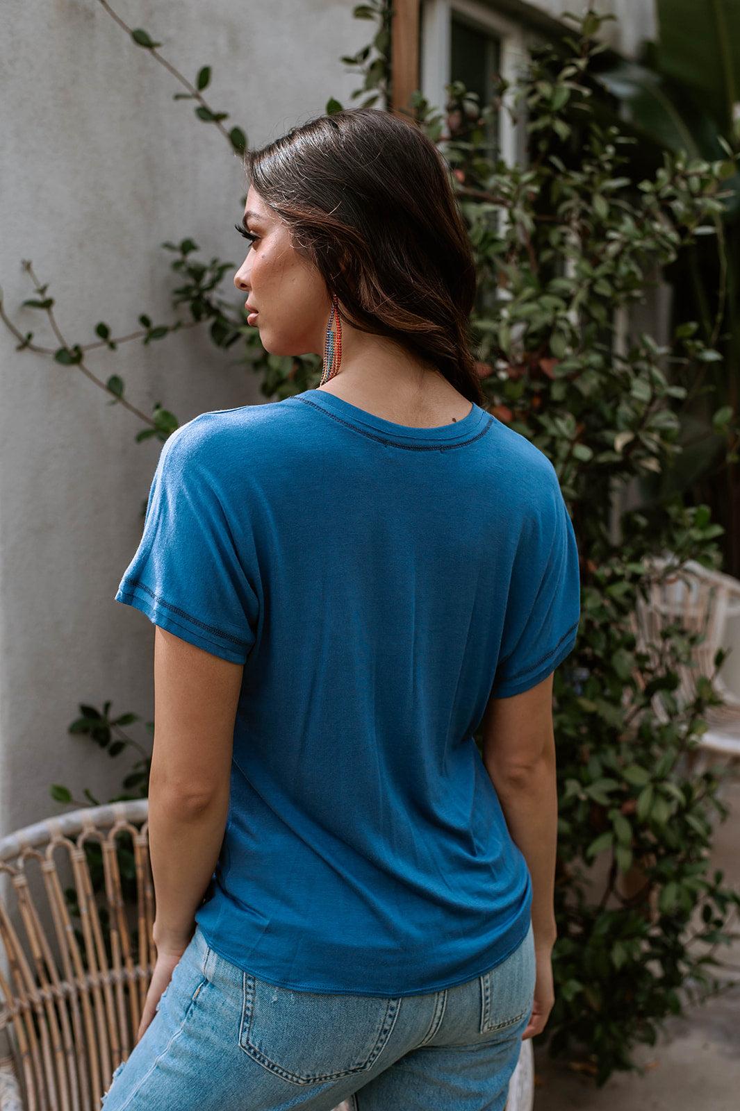 Denim Blue Tee with Front Tie-FINAL SALE