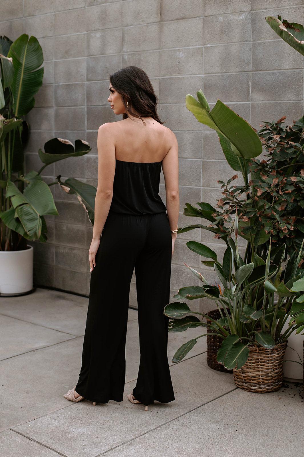 Black Strapless Drop Waist “ANYWHERE” Jumpsuit-BEST SELLER