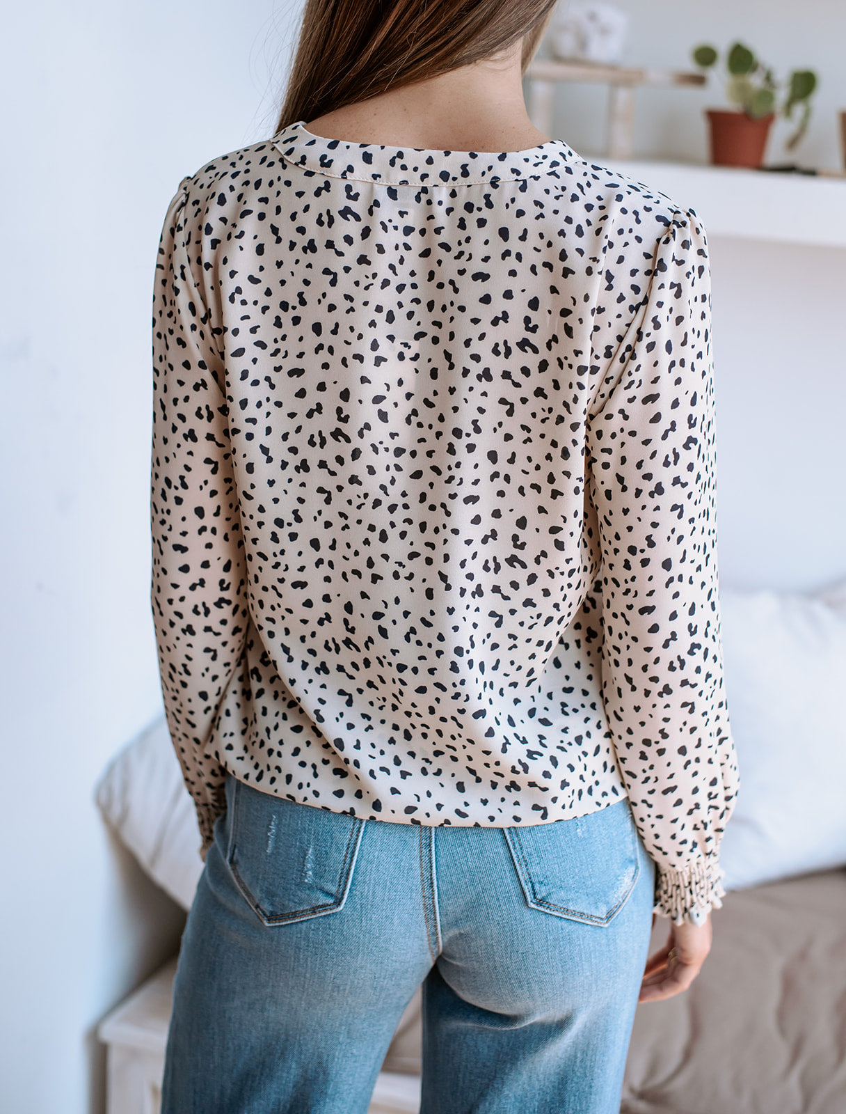 Chiara Surplice Top with Smocked Cuffs-FINAL SALE