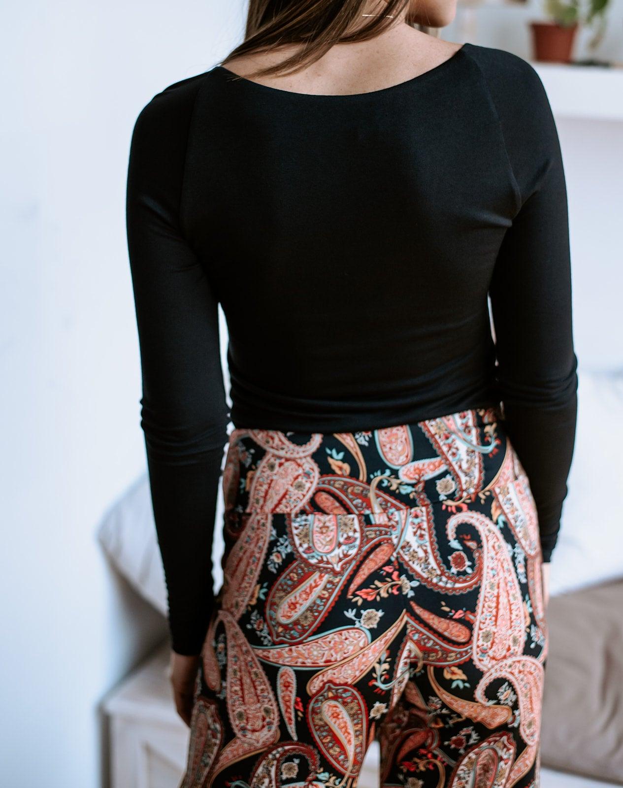 Black Jersey Square Neck Top-FINAL SALE