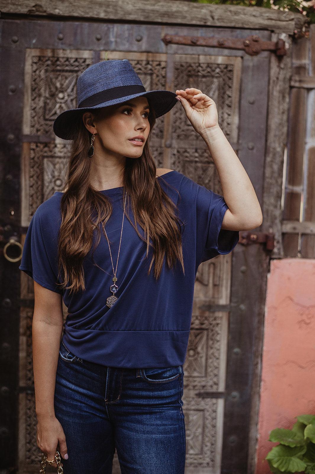 Navy Cupro OTS Top