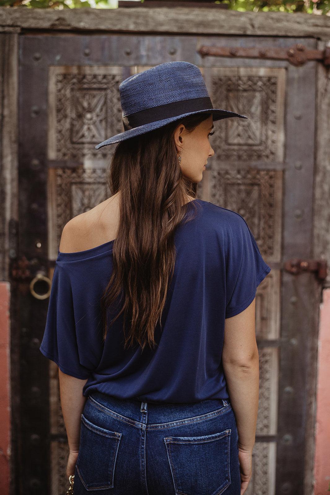 Navy Cupro OTS Top