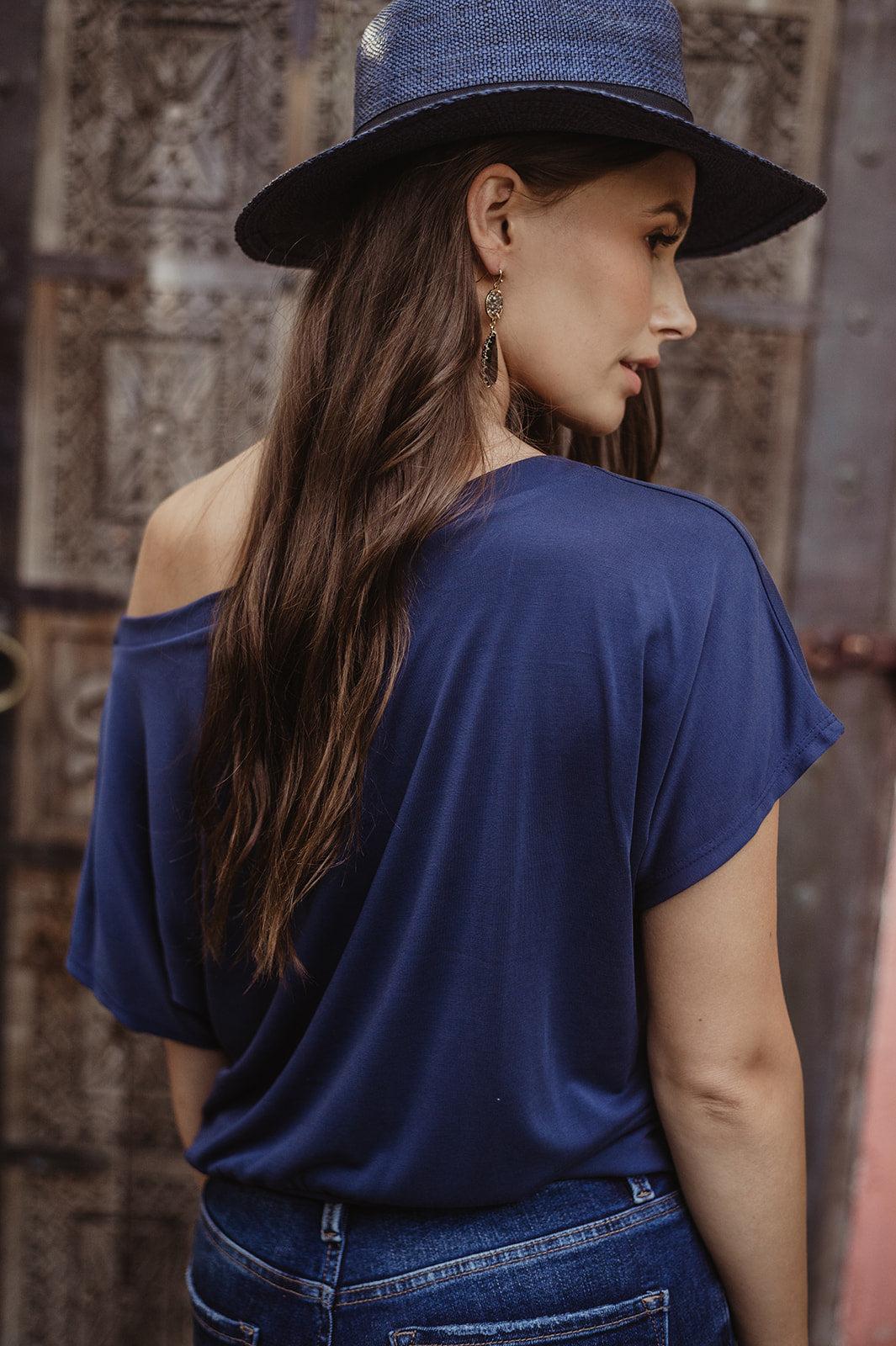 Navy Cupro OTS Top
