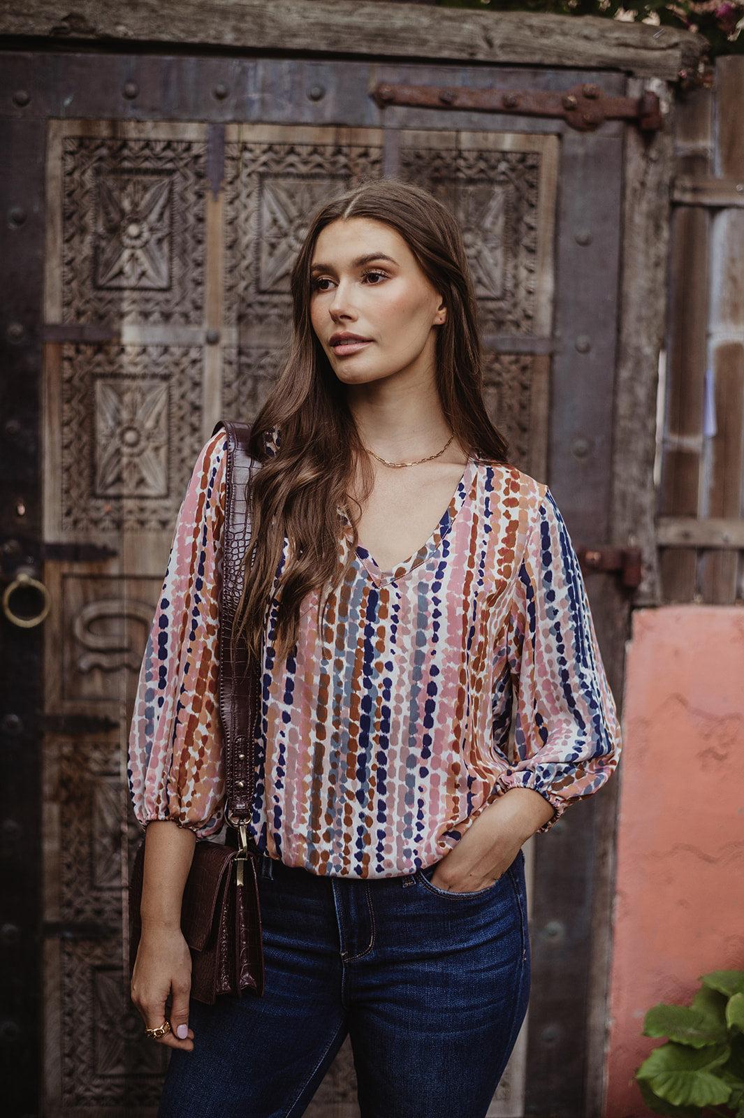 Lucia V-Neck Blouse-FINAL SALE