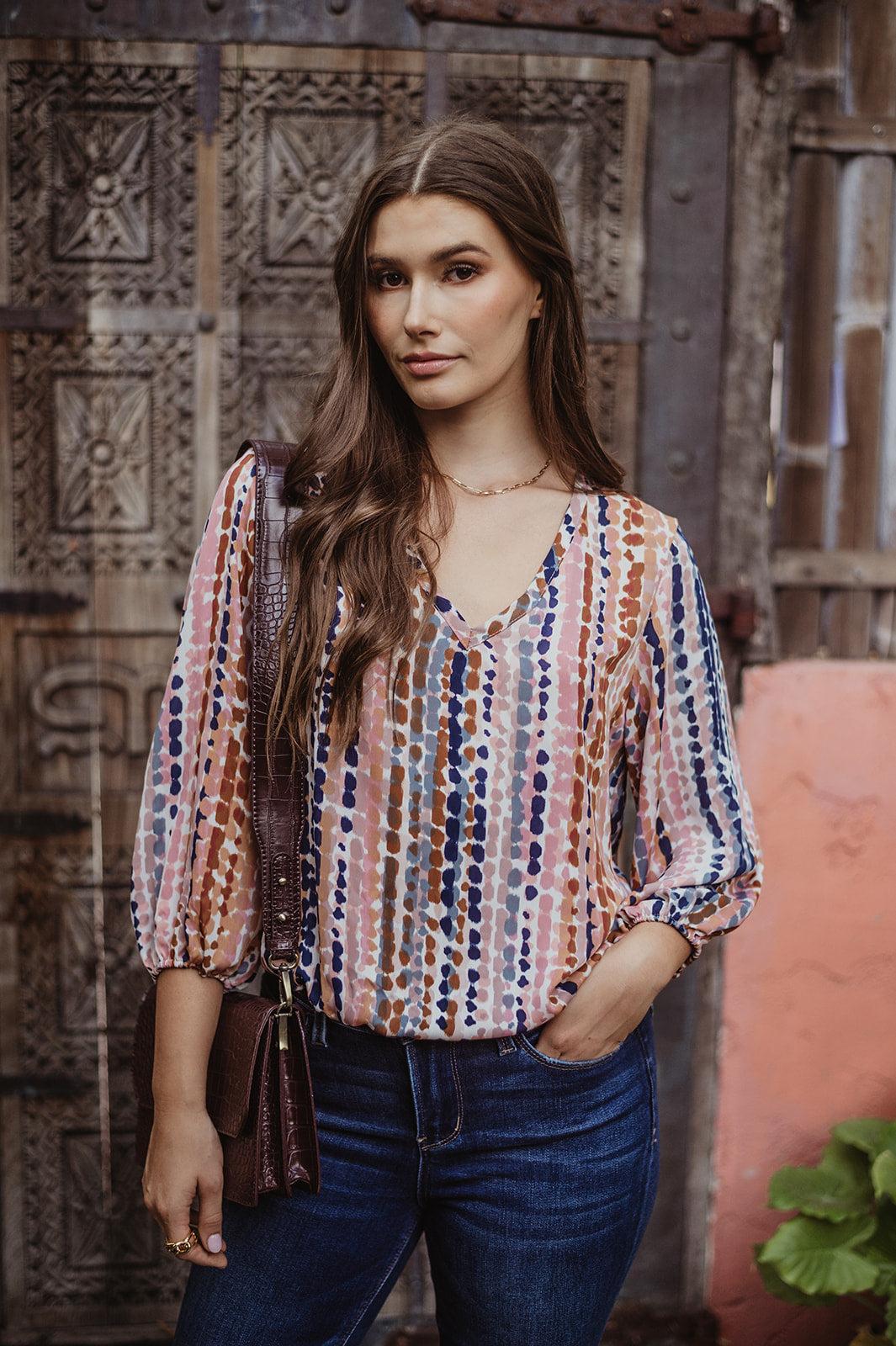 Lucia V-Neck Blouse-FINAL SALE