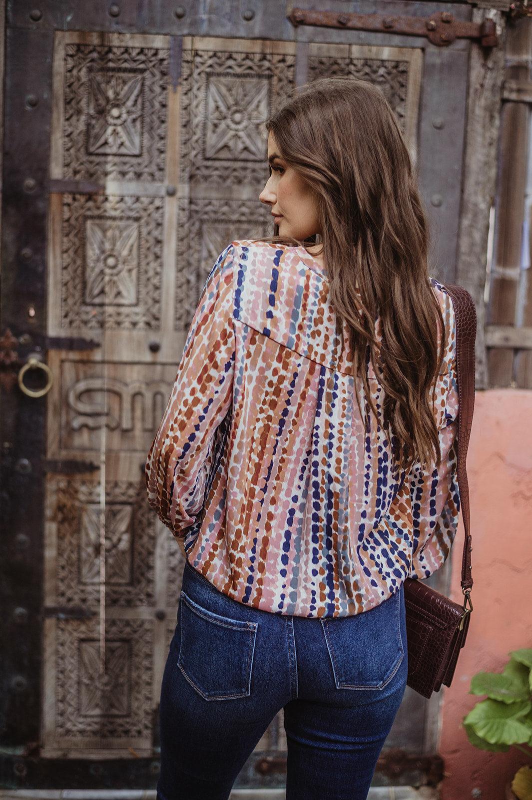Lucia V-Neck Blouse-FINAL SALE