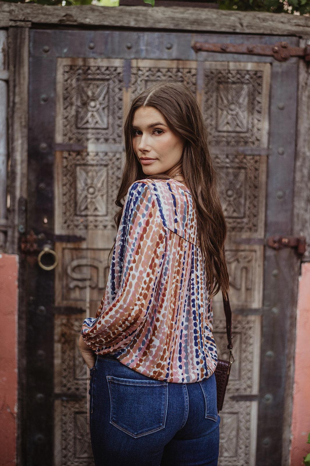 Lucia V-Neck Blouse-FINAL SALE