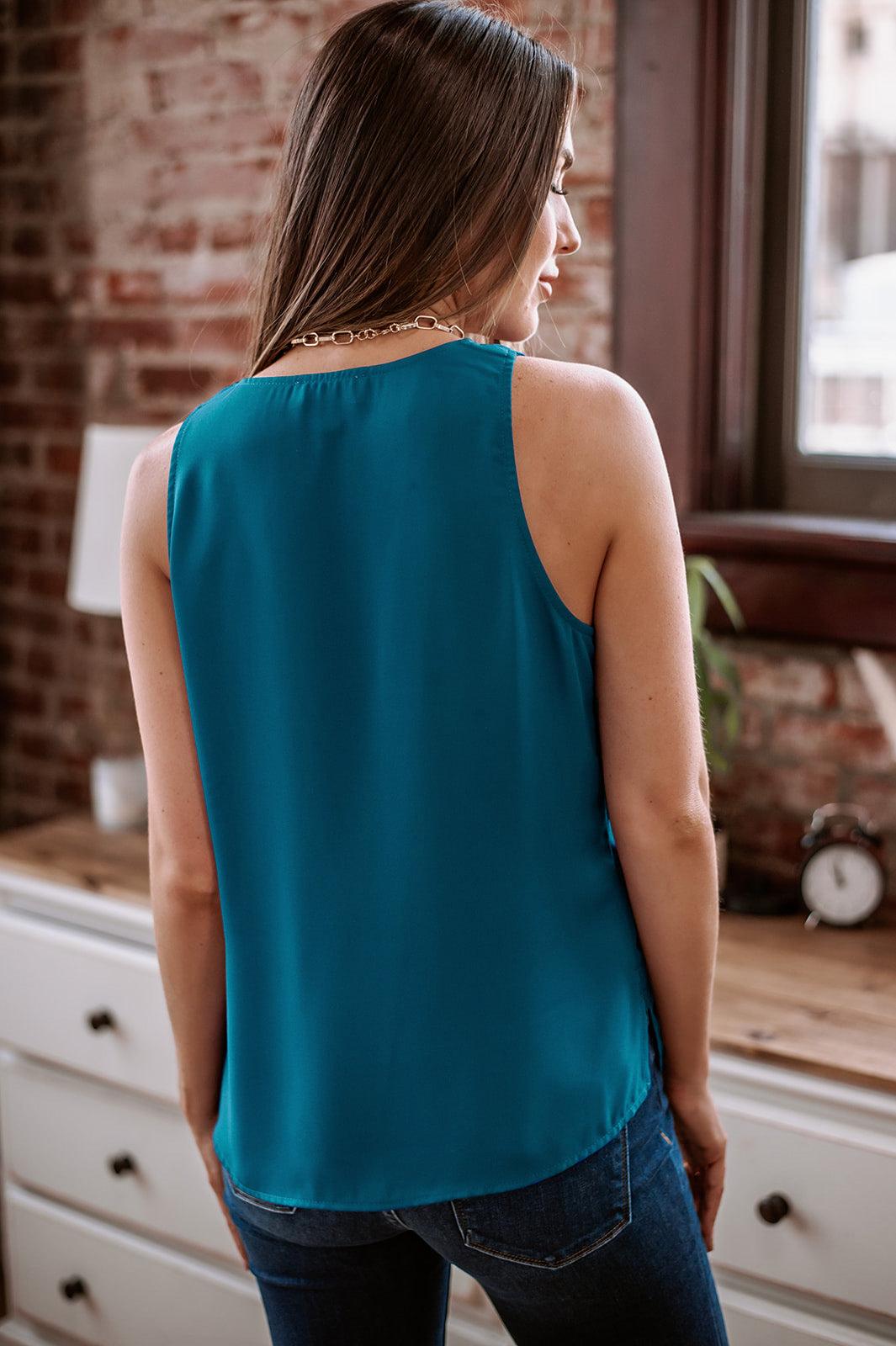 Teal Sleeveless Dressy Tank-BEST SELLER