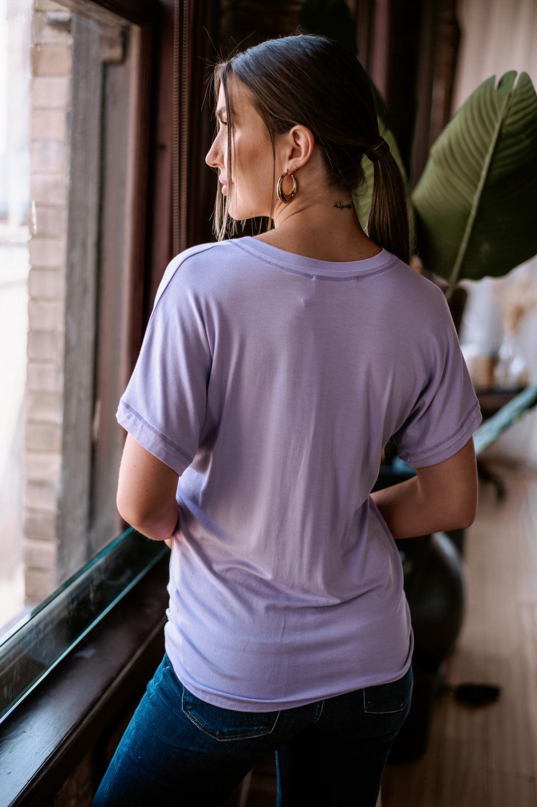 Light Lavender Tee with Front Tie-FINAL SALE