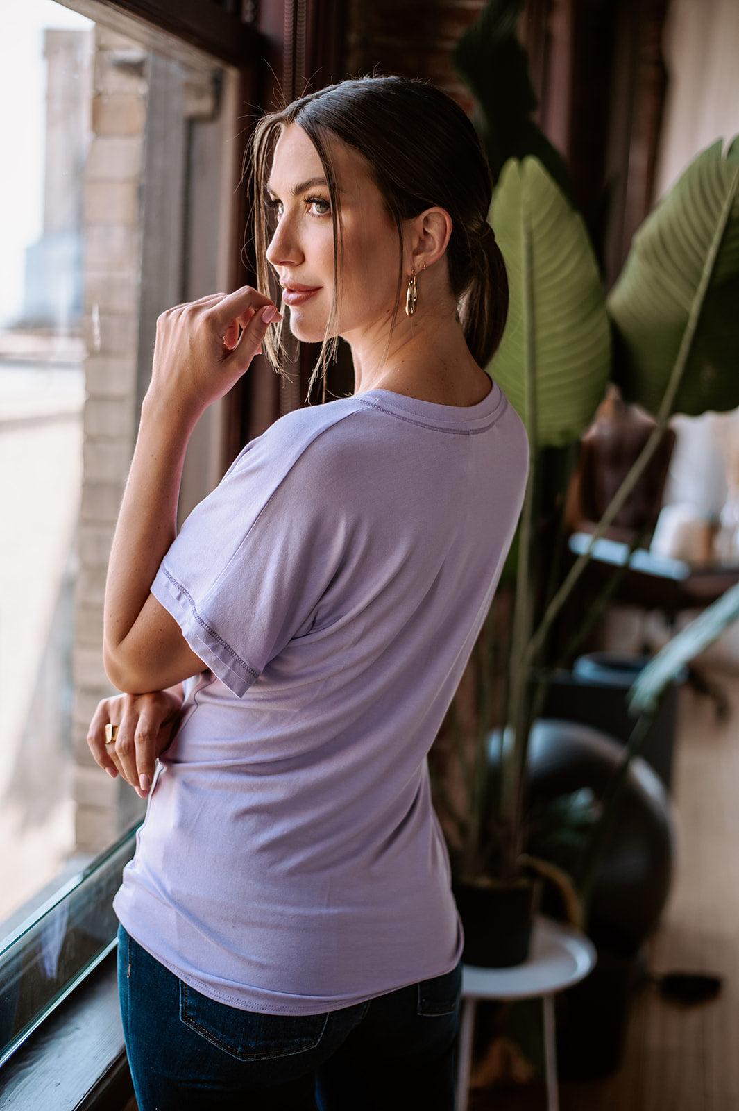 Light Lavender Tee with Front Tie-FINAL SALE