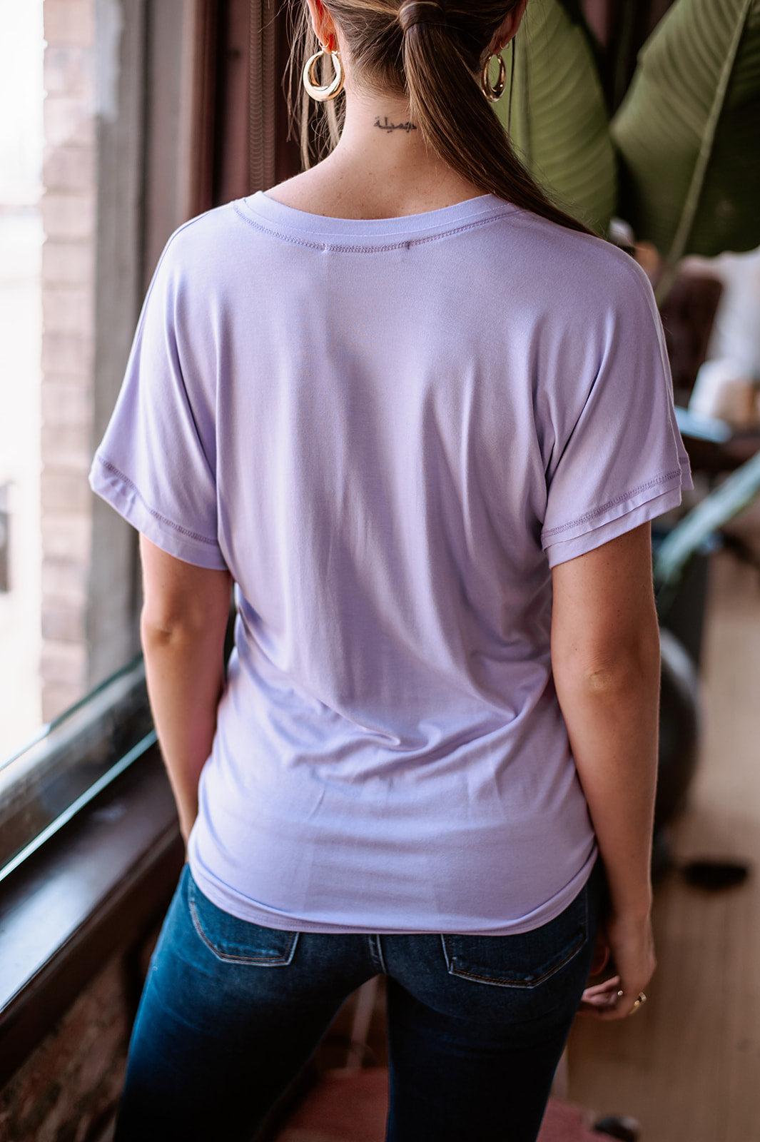 Light Lavender Tee with Front Tie-FINAL SALE