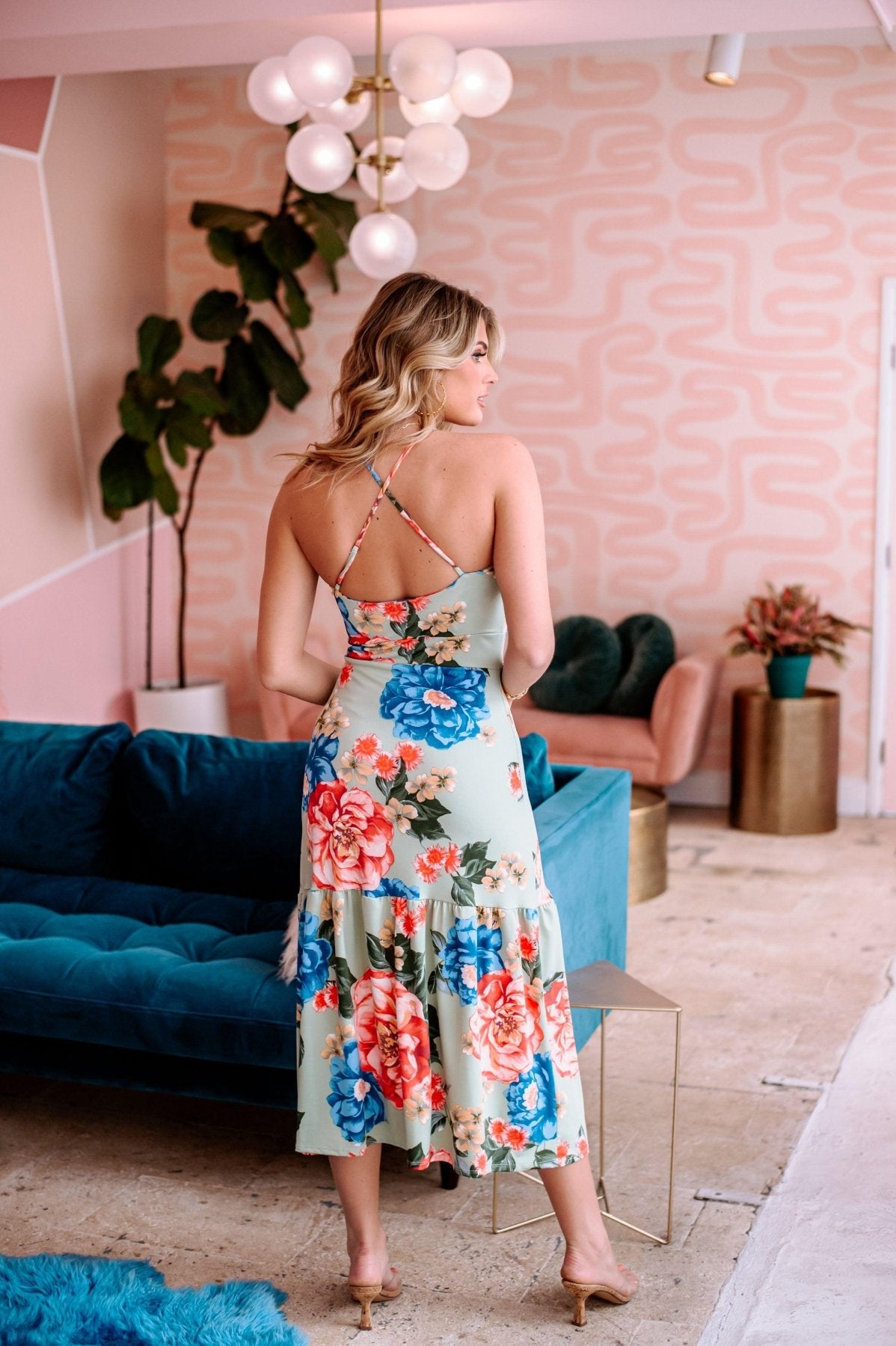 Cartagena Stretch High-Neck Midi Dress-FINAL SALE