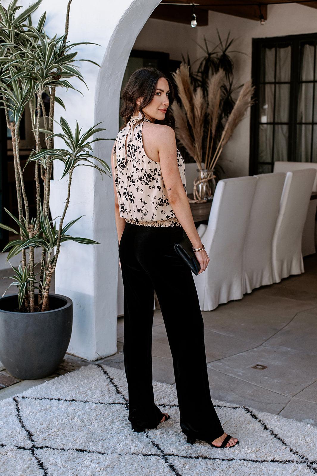 Black Velvet Palazzo Leg Pants-BEST SELLER