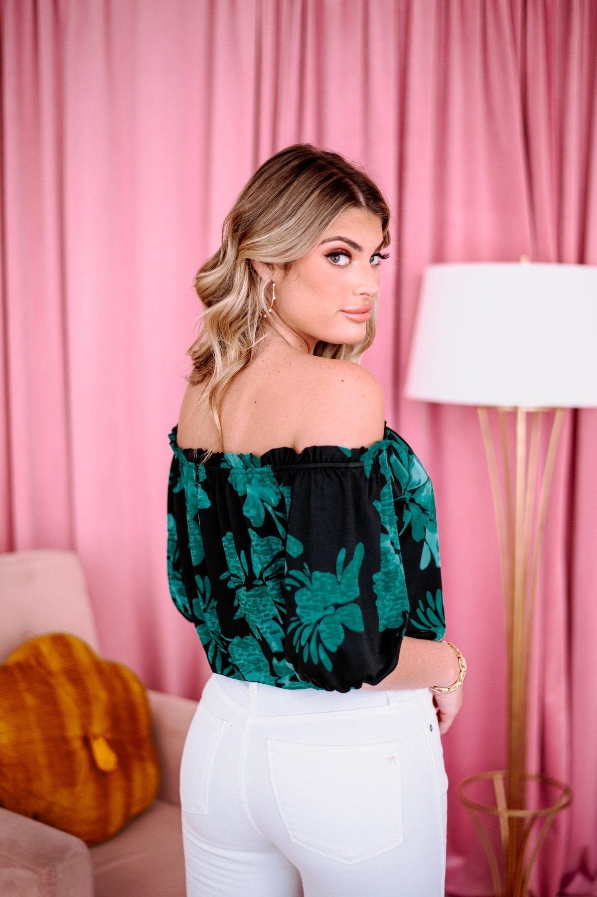 Gemma Off the Shoulder Mom Cropped Top-FINAL SALE