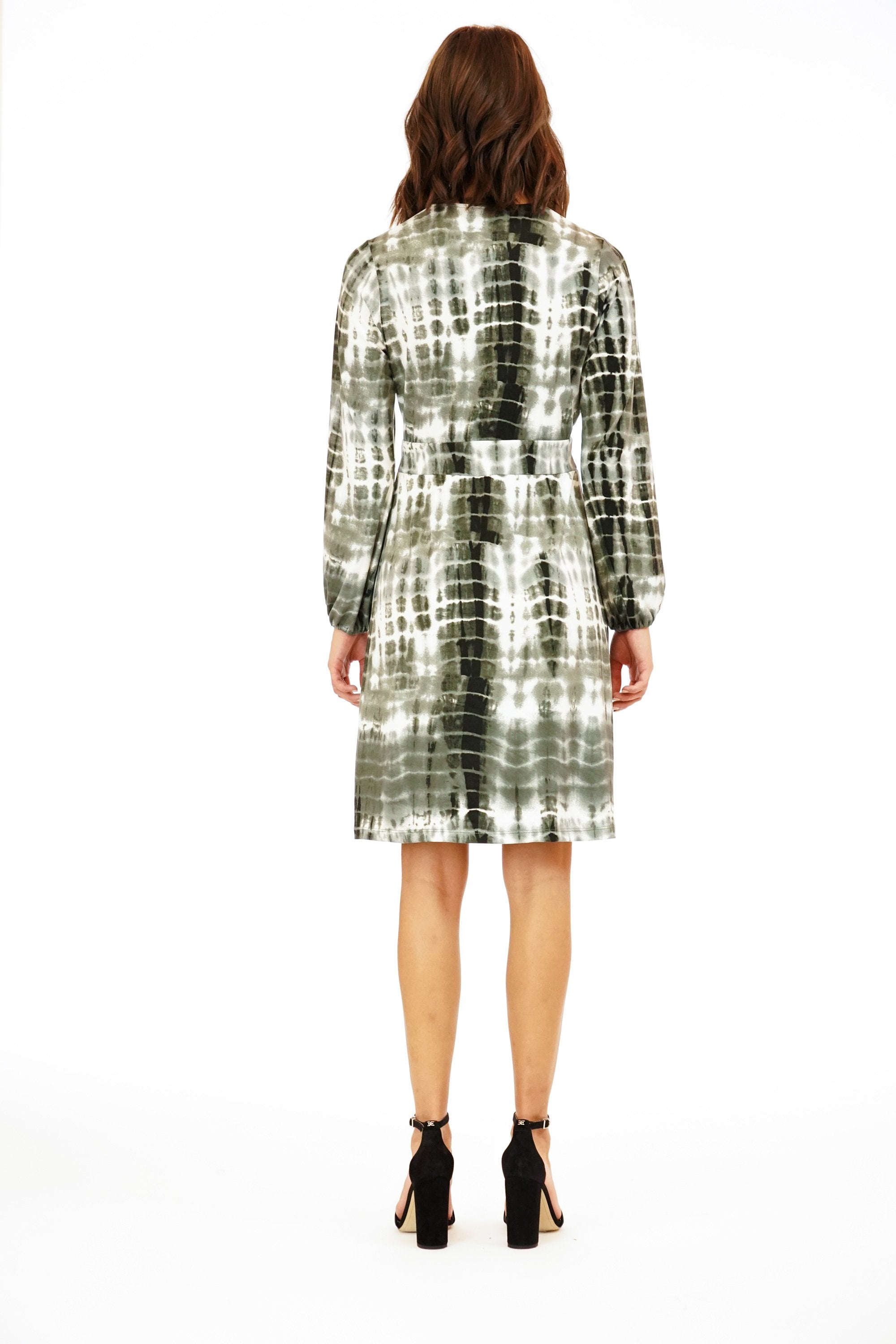Grey Tie-Dye Balloon Sleeve Dress-FINAL SALE