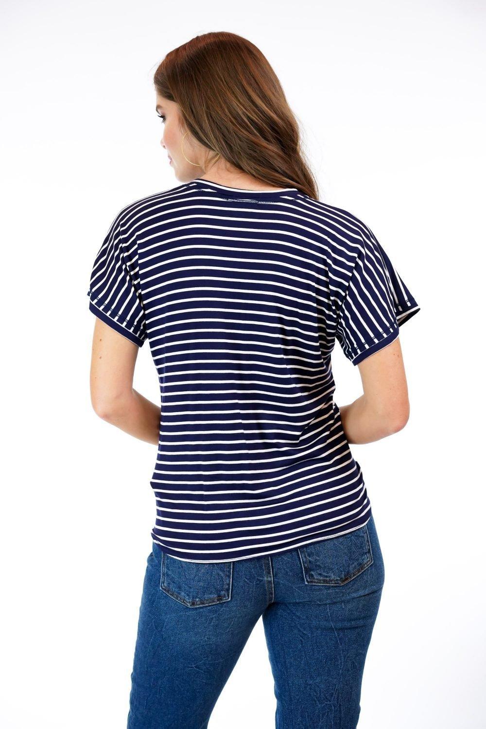 Colby Stripe Tee with Front Tie-FINAL SALE