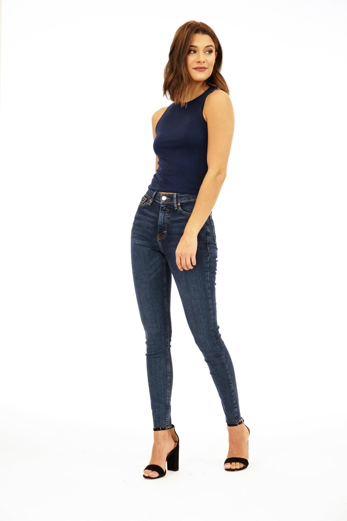 Jersey Double Lined Cropped Tank - Navy