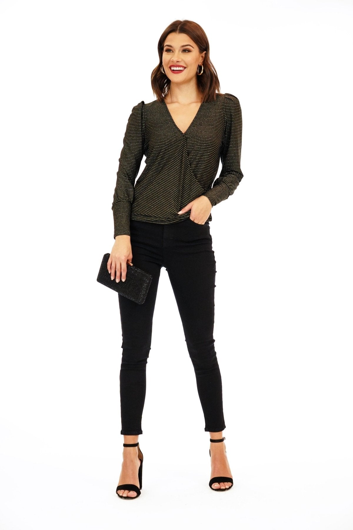 Gold Stripe Puff Sleeve Top - FINAL SALE