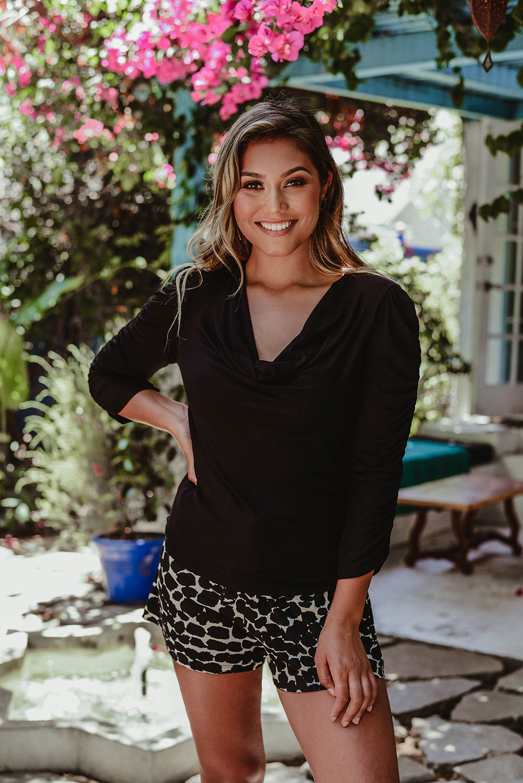 Black Jersey Cowel Neck Top - FINAL SALE