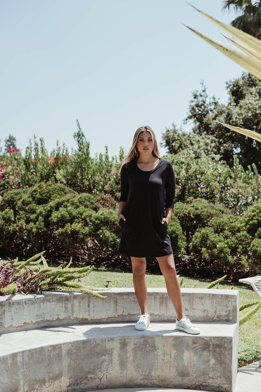 Black Sweatshirt Tunic Dress