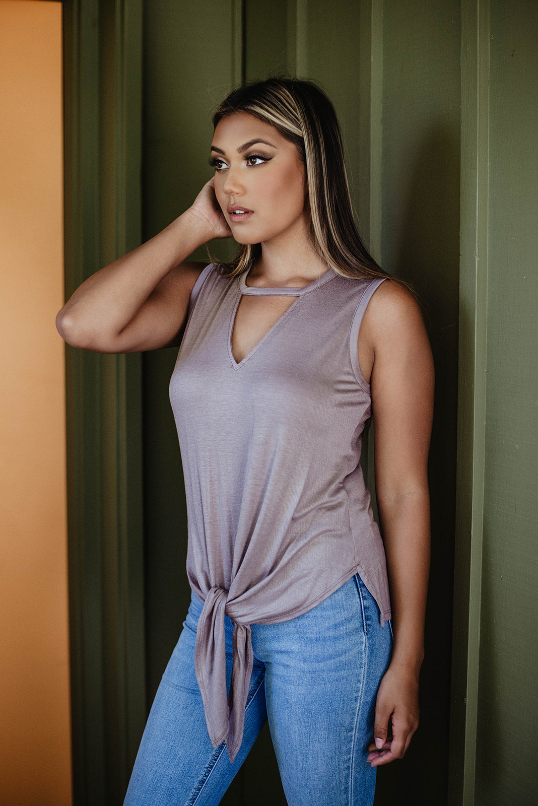Sleeveless Cut Out Top - Toffee - FINAL SALE