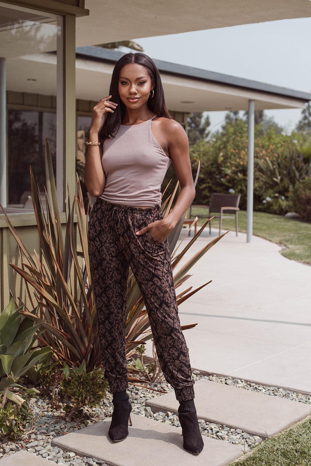 Toffee Jersey Double Lined Hi-Neck Cropped Tank-FINAL SALE