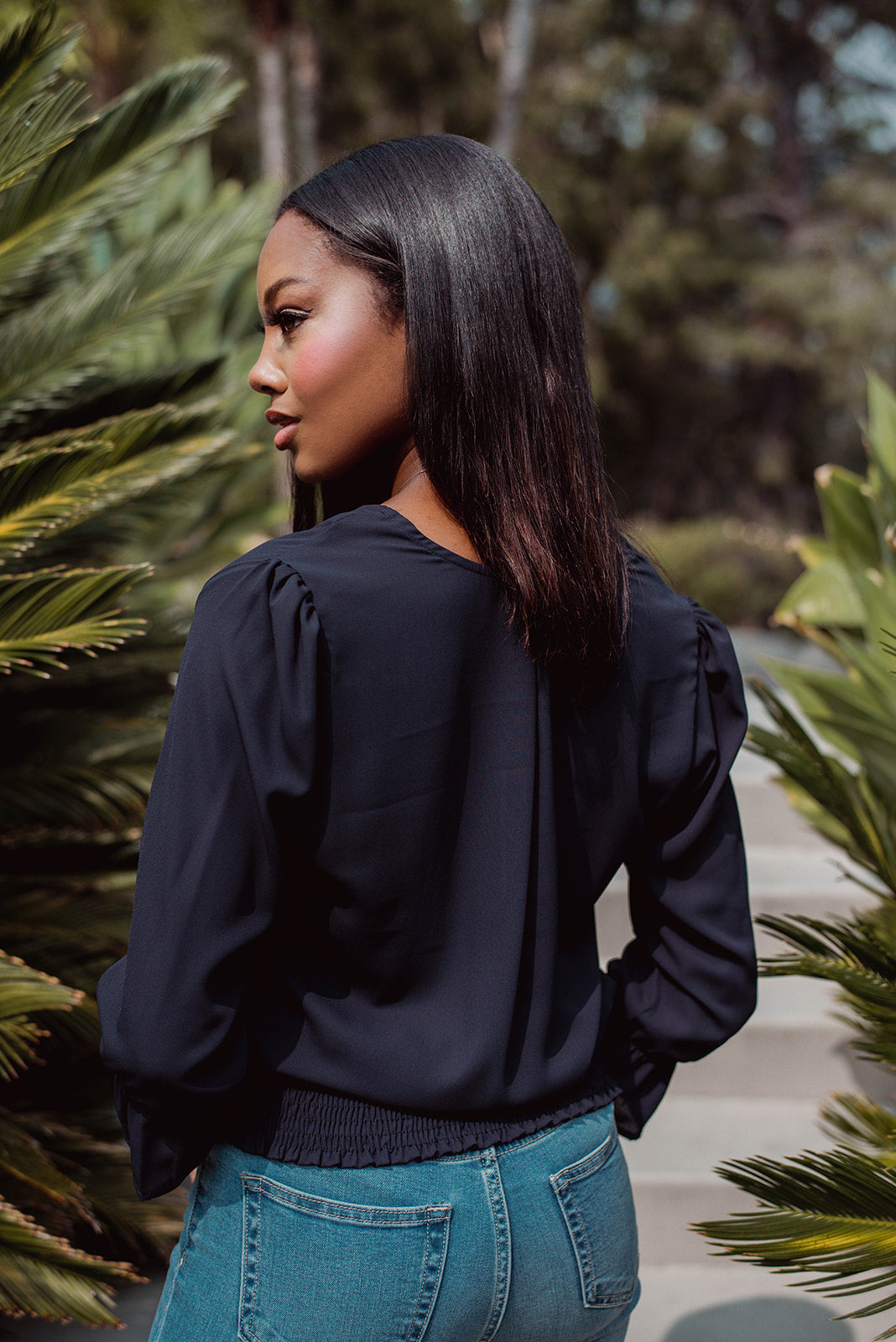 Navy Smocked Blouse - FINAL SALE