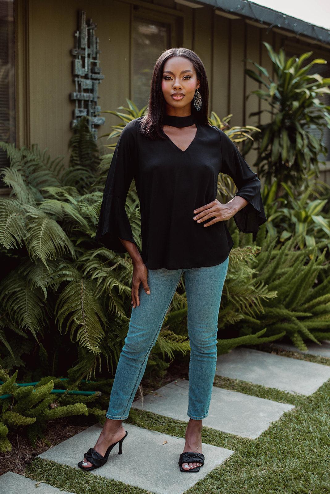 Black Cut Out Blouse - FINAL SALE