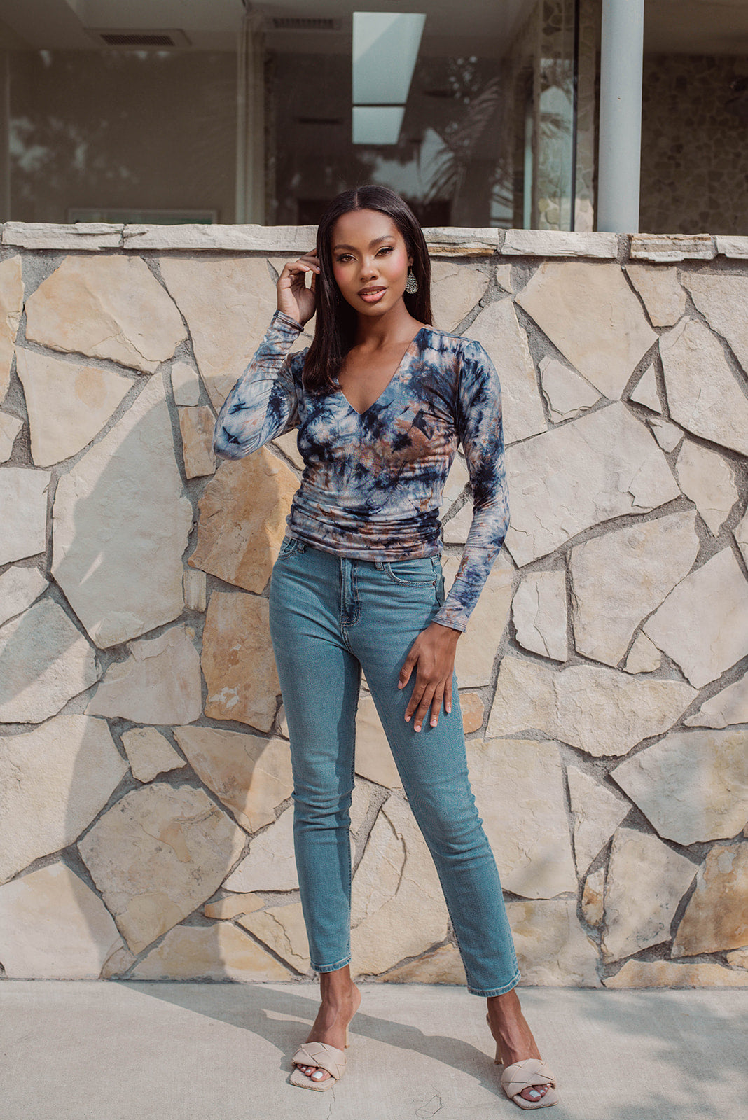 Denim Tie Dye Lined Top - FINAL SALE