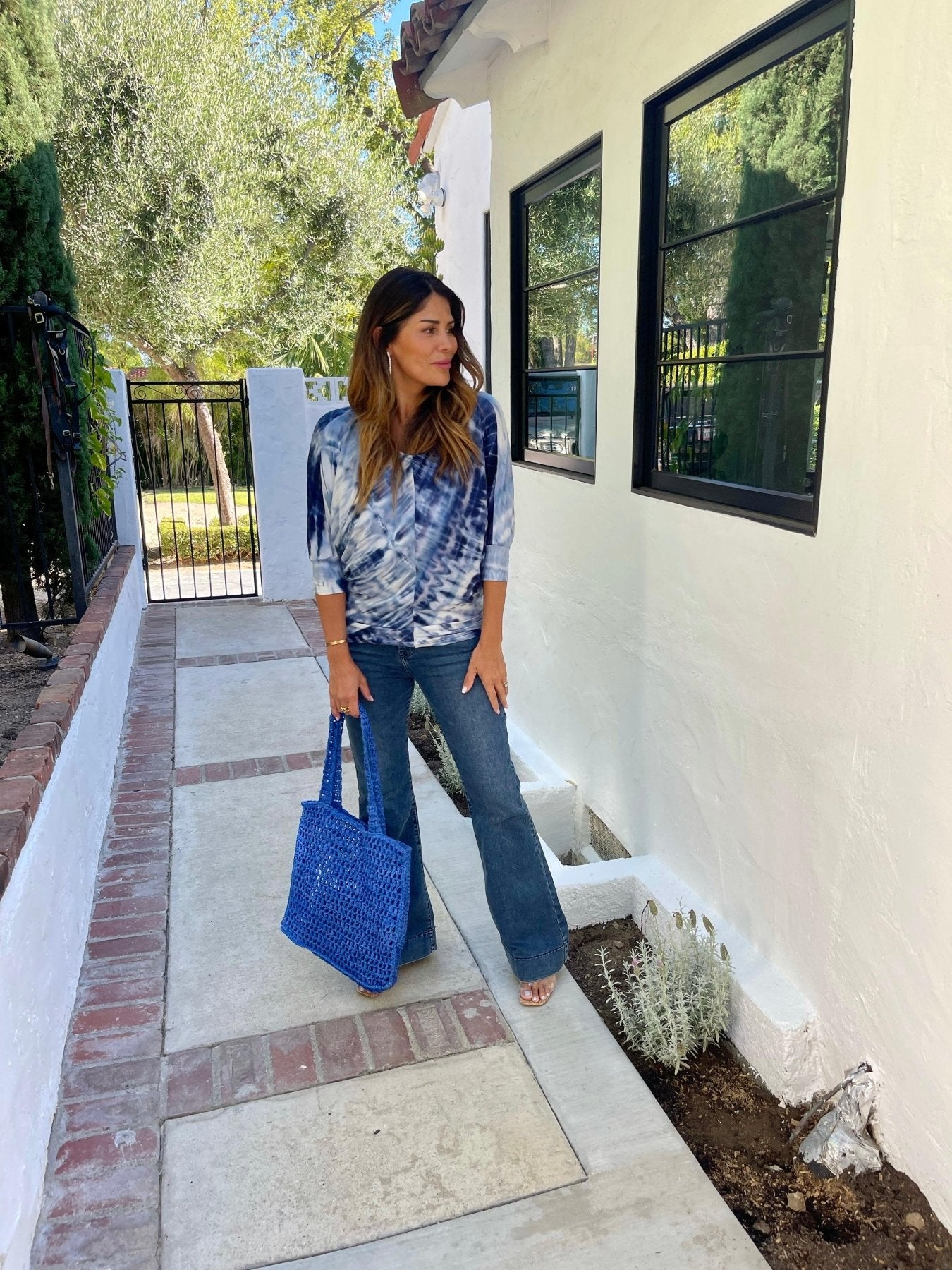 Indigo Tie Dye Scoop Neck Top-FINAL SALE