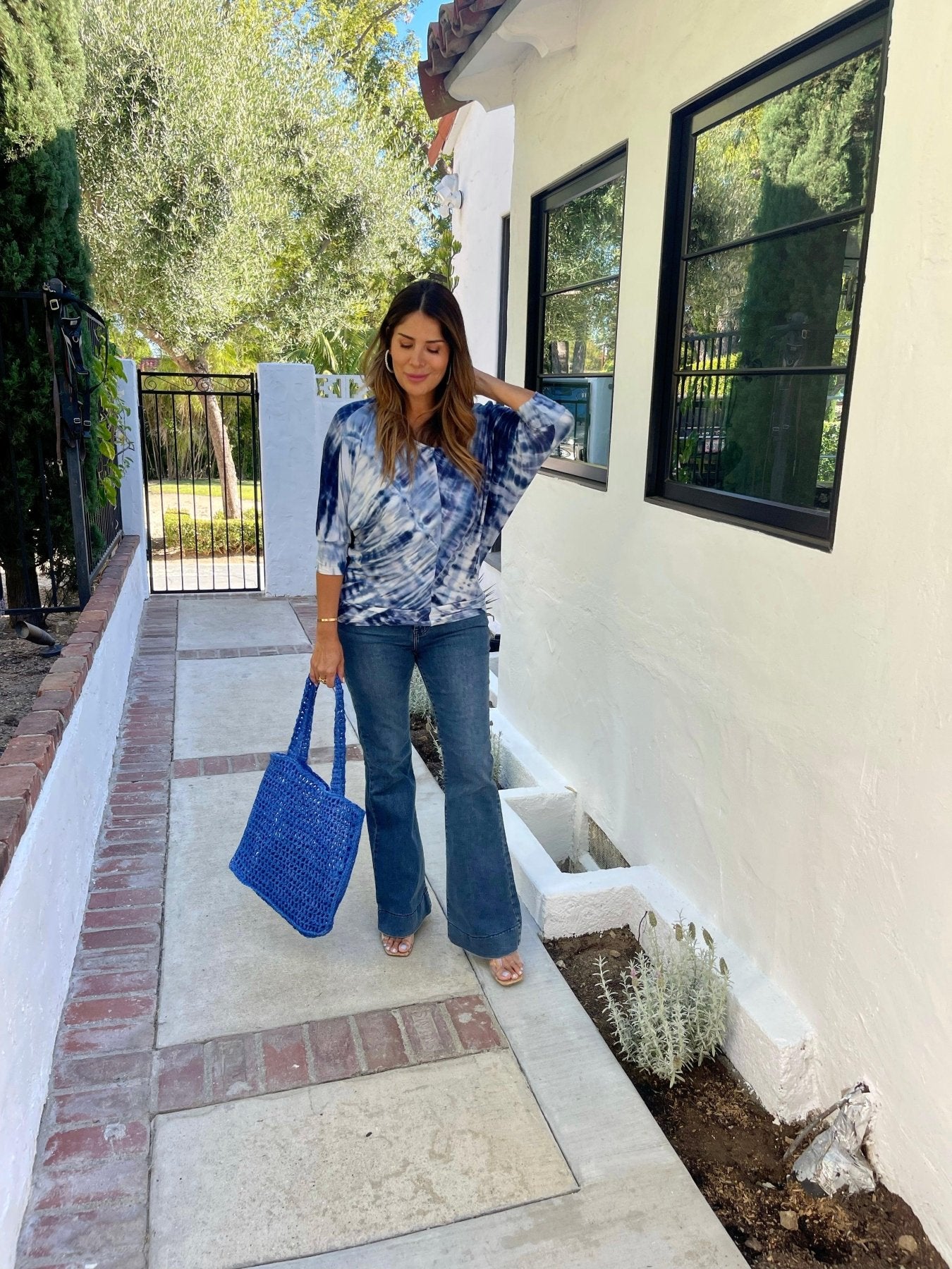 Indigo Tie Dye Scoop Neck Top-FINAL SALE