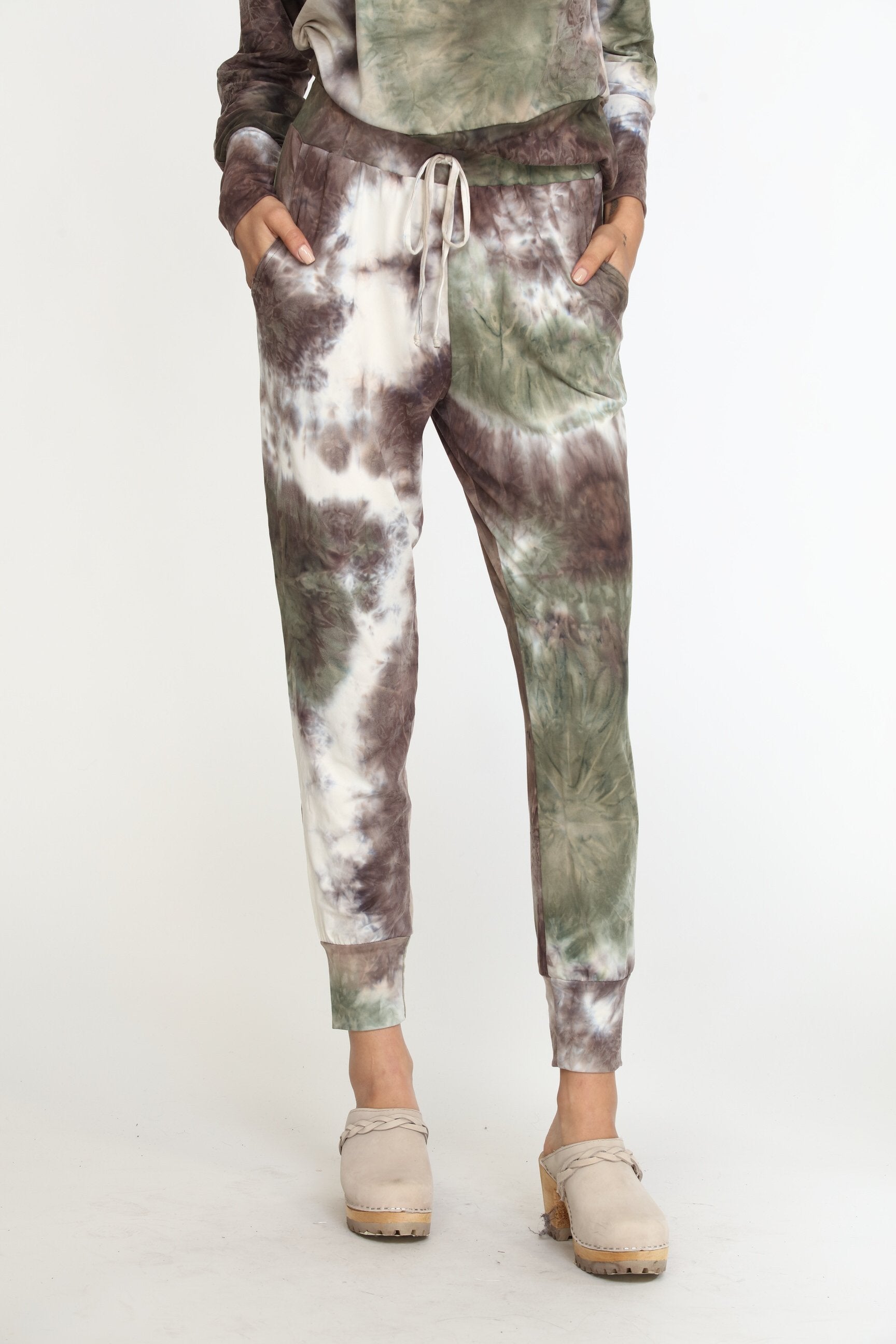 Olive Shimmer French Terry Jogger Pants