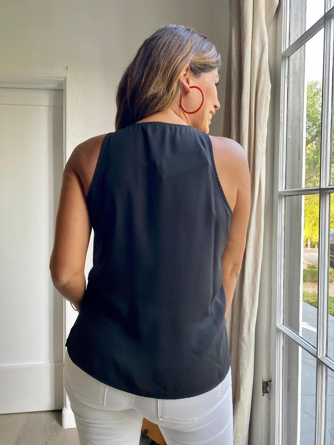 Black Sleeveless Dressy Tank-BEST SELLER