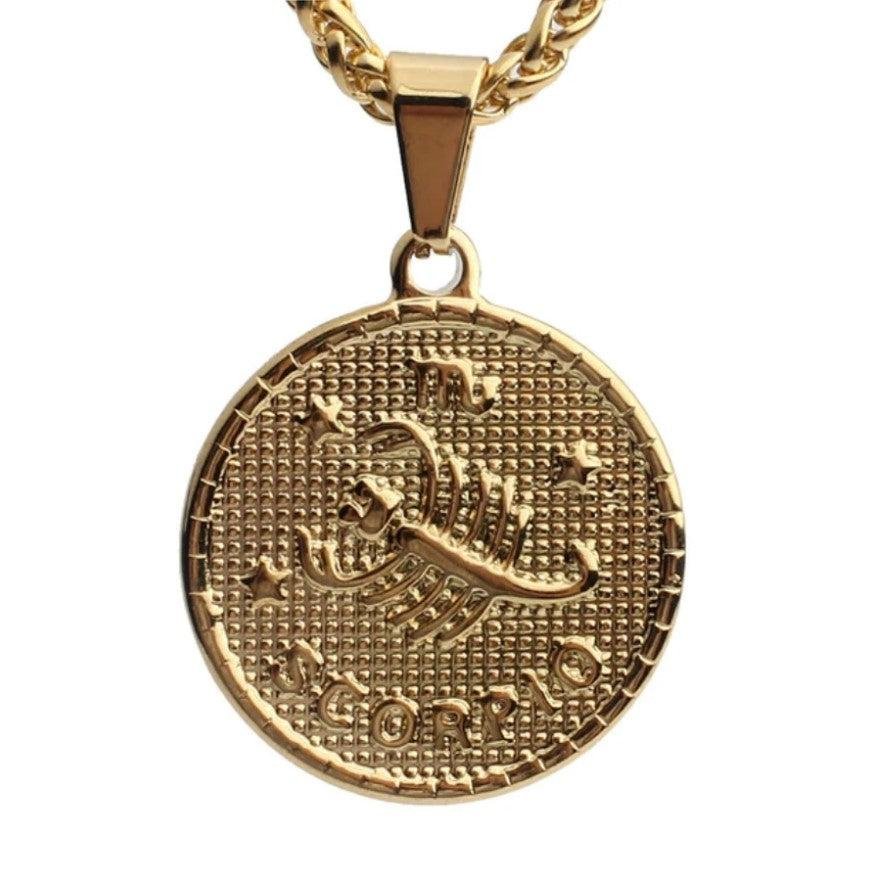 Zodiac Coin Necklace 18K Gold