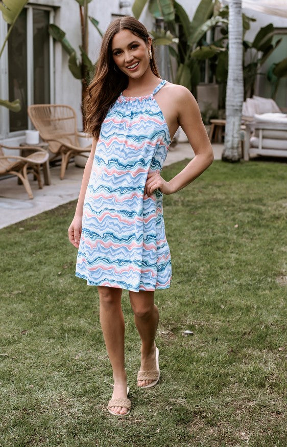 Laguna Stretch Halter Tie Dress-FINAL SALE