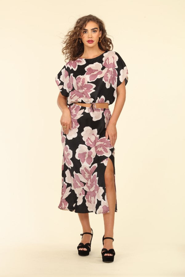 Romano Satin Slit Skirt-FINAL SALE