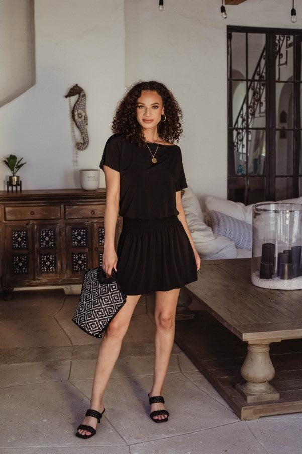 Stretch Off The Shoulder Smocked Dress-BEST SELLER