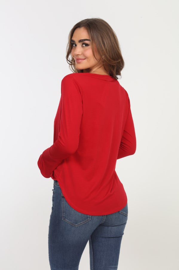 Cranberry Surplice Bell Sleeve Top - BEST SELLER