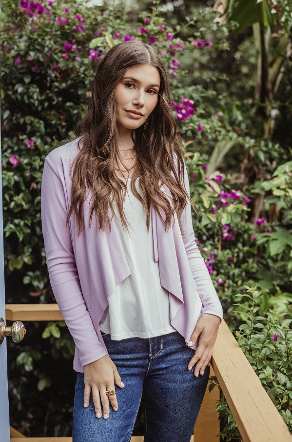 Lavender Soft Ponti Drape Blazer-FINAL SALE