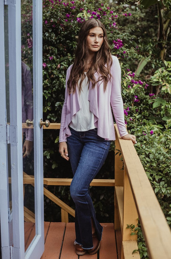Lavender Soft Ponti Drape Blazer-FINAL SALE