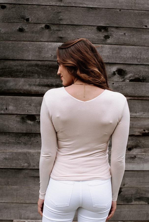 Sand Lined V-Neck Top-FINAL SALE