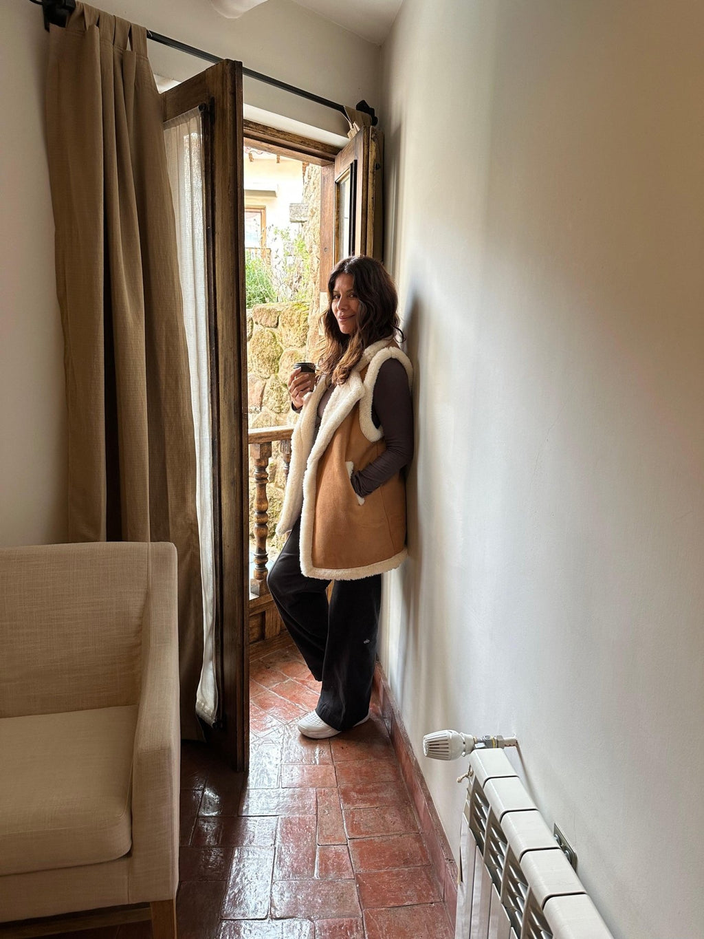 Camel/Ivory Faux Suede Vest-FINAL SALE