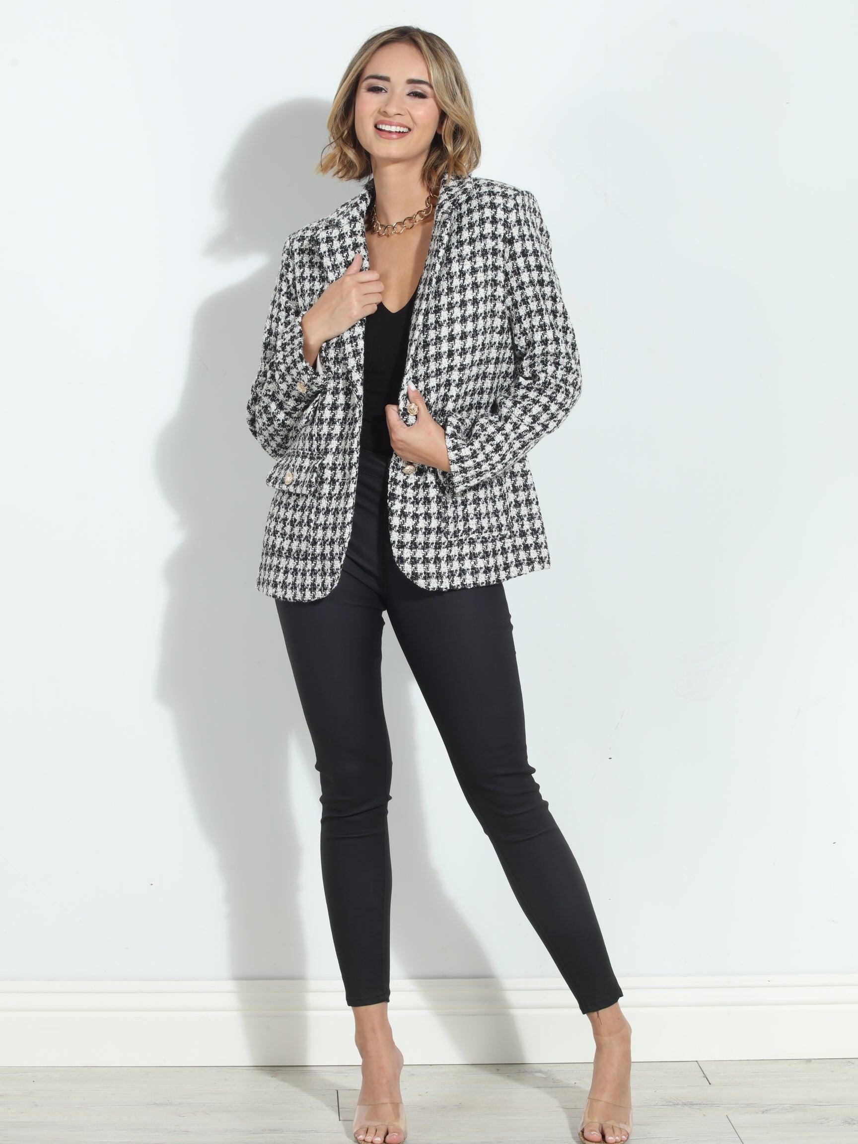 Mystree Houndstooth Blazer-FINAL SALE